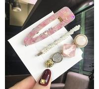 Conjunto De Pinzas Para El Cabello Vintage Para Mujer, Pasador De Pelo De Cristal Con Perlas Geométricas Acrílicas Para Niña, Accesorios Para El Cabello De Lentejuelas Con Sonrisa De Flor Mate
