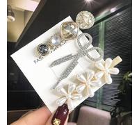 Conjunto De Pinzas Para El Cabello Vintage Para Mujer, Pasador De Pelo De Cristal Con Perlas Geométricas Acrílicas Para Niña, Accesorios Para El Cabello De Lentejuelas Con Sonrisa De Flor Mate