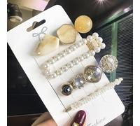 Conjunto De Pinzas Para El Cabello Vintage Para Mujer, Pasador De Pelo De Cristal Con Perlas Geométricas Acrílicas Para Niña, Accesorios Para El Cabello De Lentejuelas Con Sonrisa De Flor Mate