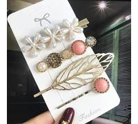 Conjunto De Pinzas Para El Cabello Vintage Para Mujer, Pasador De Pelo De Cristal Con Perlas Geométricas Acrílicas Para Niña, Accesorios Para El Cabello De Lentejuelas Con Sonrisa De Flor Mate