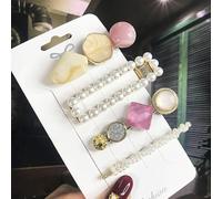 Conjunto De Pinzas Para El Cabello Vintage Para Mujer, Pasador De Pelo De Cristal Con Perlas Geométricas Acrílicas Para Niña, Accesorios Para El Cabello De Lentejuelas Con Sonrisa De Flor Mate