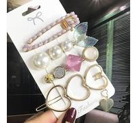 Conjunto De Pinzas Para El Cabello Vintage Para Mujer, Pasador De Pelo De Cristal Con Perlas Geométricas Acrílicas Para Niña, Accesorios Para El Cabello De Lentejuelas Con Sonrisa De Flor Mate