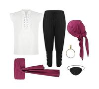 Conjunto de piratas para Halloween | Conjunto de piratas para fiesta de Halloween - Disfraz festivo para adultos para fiestas, vacaciones, fiestas, novios, teatro, mascarera, cumpleaños