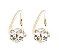 Conjunto de Plata 925 Pendientes Pulsera Anillo Y Cadena Exquisitos Aguas Circón Oreja Clips Femeninos Pendientes Versátiles Pendientes Largos de Pluma, A, Metal, Sin piedra preciosa