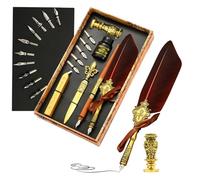 Conjunto de plumas de ganso vintage | Juego de tinta para pluma estilográfica de plumas,Kit de sellos de sello mejorado con puntas de repuesto, bolígrafo de lujo Vintage Signature Pe
