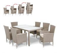 Conjunto de poliratán de sillas y mesa, Gris/Beige