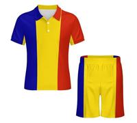 Conjunto De Polo Y Pantalón Corto para Hombre Ropa Deportiva De Manga Corta para Vacaciones Picnics O Reuniones Informales Estampado De La Bandera De Rumania Conjunto De Pantalón Corto para Hombre