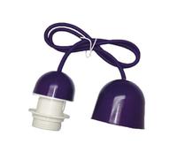 Conjunto de portalámparas con cable y florón, rosca E27, 1m, color morado; ideal para iluminación personalizada y decorativa.