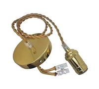 Conjunto de portalámparas E27 dorados con florón y 1 metro de cable de tela, ideal para iluminación decorativa y estilo vintage.