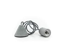 CONJUNTO DE PORTALÁMPARAS E27 MÁS FLORÓN DE HORMIGÓN CON CABLE DE TELA GRIS.
