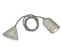Conjunto de portalámparas y florón de hormigón con 1.5m de cable de tela E27, ideal para iluminación decorativa y funcional.