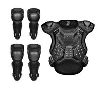 Conjunto De Protección Corporal Motocross, Protector De Pecho Y Espalda Ajustable con Coderas Y Rodilleras para Motos De Cross Enduro Montaña Y Skateboarding