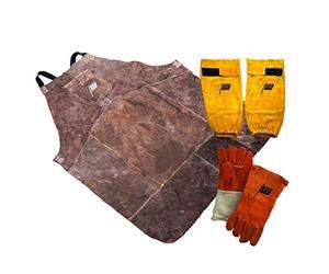 Conjunto de protección para soldadura - Manguitos de soldadura - Guantes - Delantal - Ropa de protección - Piel - VECTOR SOLDADURA