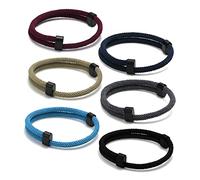Conjunto de pulseras de cuerda trenzada náutica, 6 unidades, pulsera de cuerda trenzada ajustable, hecha a mano de la marina marina con nudo de metal, pulseras trenzadas para hombres y mujeres