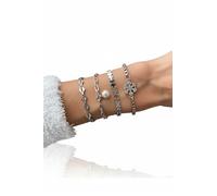 Conjunto de pulseras en capas de copo de nieve ajustable de cuatro piezas apilables elegante estilo de invierno joyería de moda regalo para ella