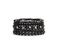 Conjunto de pulseras góticas ajustables estilo tribal retro punk, con cuentas de oración, trenzadas, multicapa, de encaje, joyería grunge, 8mm Diameter, Madera, Sin piedra preciosa