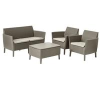 Conjunto De Ratan KETER SALEMO Sofá Con 2 Sillones Y Mesa Contenedor