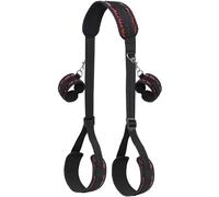Conjunto de restricciones de esclavitud negra,BDSM Kit Sex Bondage con esposas ajustables y correas sexuales para parejas SM Game Play,Restrinsiones de cama con cuello a pierna Spreader Bondage Rope