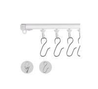 Conjunto de Rieles para Cortinas de Techo-Duoku-9,9 pies-Montaje en el Techo con Ganchos y Ferretería-Para Sala-Blanco