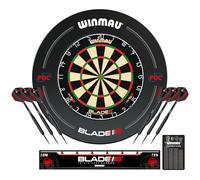 Conjunto de Rodeo de Tablero de Dardos WINMAU Blade 6 - Accesorios Profesionales de Dardos - Incluye Tablero de Dardos Blade 6, Rodeo, 2 Juegos de Dardos de Punta de Acero Negro de 19g - 2 Juegos de