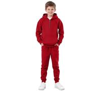 Conjunto de ropa de algodón para niños de 2 piezas con sudadera con capucha y joggers con cremallera a media altura para adolescentes, con bolsillos, bonito y sencillo, rosso, 12-13 años
