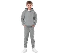 Conjunto de ropa de algodón para niños de 2 piezas con sudadera con capucha y joggers con cremallera a media altura para adolescentes, con bolsillos, bonito y sencillo, 13-14 años