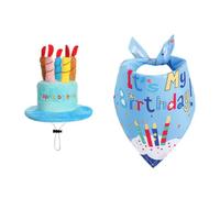 Conjunto de Ropa de celebración para Mascotas, Sombrero de Felpa, pañuelo Triangular Impreso, decoración de Retratos de cumpleaños, reuniones Festivas, Traje de cumpleaños para Mascotas,