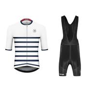 Conjunto de Ropa de Ciclismo para Hombre Generisch de Verano, lana cálida, ropa deportiva de ciclismo + culote con tirantes, conjunto de traje de bicicleta de manga media, calzoncillos tipo bóxer de