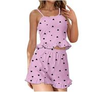 Conjunto de ropa de dormir corta para mujer, conjunto de ropa de dormir con plisado, 2 piezas, vestido de verano con ombligo expuesto, chaleco, conjunto de ropa de dormir con cintura elástica, vestido