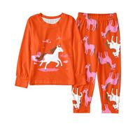 Conjunto de Ropa de Dormir de Invierno para niñas, Pijama de Manga Larga con Estampado de Caballo de Animados, Ropa de Estar cómoda para niños, Conjunto de Entero Hombre Animales