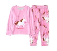 Conjunto de Ropa de Dormir de Invierno para niñas, Pijama de Manga Larga con Estampado de Caballo de Animados, Ropa de Estar cómoda para niños, Conjunto de Entero Hombre Animales Hombre Raso