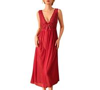 Conjunto de ropa de dormir suave para mujer, de malla, seductora, larga, de hada pura, deseo, picante, para el hogar y relajarse, rosso, M