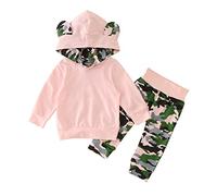 Conjunto de ropa de invierno para niñas pequeñas, sudadera con capucha y estampado rosa de manga larga, pantalones, 2 uds., conjunto de ropa para bebés, Color Traje De Apicultores Traje Térmico Hombre