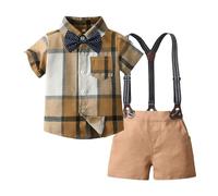 Conjunto de Ropa de Niño - Cuello Redondo Conjuntos Pantalones y Camisetas Bebé Niño Verano Conjunto Traje de Bautizo Cintura Elástica Conjunto Ropa de 2 a 7 Años