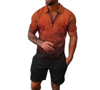 Conjunto de ropa de verano elegante para hombre, traje de ocio con impresión 3D, polo, cuello sobrecubierto, manga corta + bermudas, ligero, transpirable, traje de salón de negocios, vintage, traje de