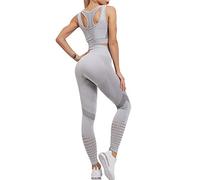 Conjunto de ropa deportiva para mujer sin costuras Yoga 2 piezas Conjunto de entrenamiento Sujetador deportivo + Leggings Fitness Gimnasio Running Kit Gimnasio Leggings Push Up de Cintura Alta y Top