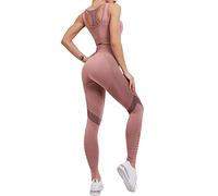 Conjunto de ropa deportiva para mujer sin costuras Yoga 2 piezas Conjunto de entrenamiento Sujetador deportivo + Leggings Fitness Gimnasio Running Kit Gimnasio Leggings Push Up de Cintura Alta y Top