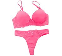 Conjunto de ropa interior con sujetador push up para mujer, divertido, seductor, picante, ultrafina, apasionada, ropa interior, lencería sexy para mujer, Rosa., 80B