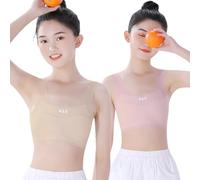 Conjunto de ropa interior para niñas en etapa de desarrollo temprano, camisola y sujetador de algodón suave y elástico, sin costuras, para uso diario y actividades deportivas, talla 7-16 años (PK5,