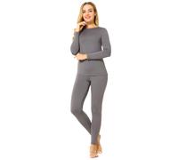 Conjunto de ropa interior t rmica para mujer ViCherub, calzoncillos largos, capa base, forro polar, parte superior suave para clima fr o, gris, t