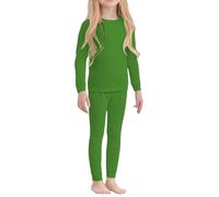 Conjunto de ropa interior térmica fina para niñas, ropa interior cálida superior e inferior para clima frío/esquí, color degradado, ropa de invierno, G-verde, 2-3 años