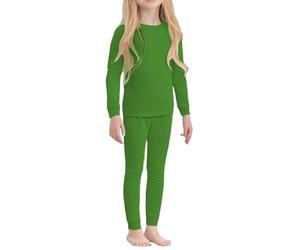 Conjunto de ropa interior térmica fina para niñas, ropa interior cálida superior e inferior para clima frío/esquí, color degradado, ropa de invierno, G-verde, 4-5 años