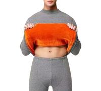 Conjunto de ropa interior térmica para hombre con forro polar naranja - Parte superior de cuello alto y leggings, capa base súper cálida con forro polar para invierno, gris, XXL