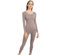 Conjunto de ropa interior térmica para mujer | Ropa suave y cálida sin costuras | Conjuntos de ropa interior larga para mujer | Para capa básica Pijamas viaje Navidad otoño interior E, gris, L
