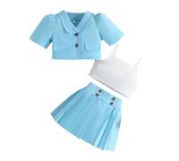 Conjunto de Ropa Niña 2 Piezas Estampada Verano Flores Camiseta Corta y Pantalones Deportivos Gasa Fruncido Sueltos Chándal para niños a 11 años