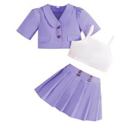Conjunto de Ropa Niña Cortos Casual 2 Piezas Estampada Verano Flores Camisa Top Blusa Y Pantalones Traje algodón Manga Corta para niños a 11 años