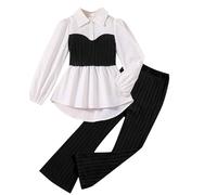 Conjunto de Ropa Niña Hip Hop para Niñas Cuello Redondo y Botones Top Pantalones Cargo Traje Casual Verano Moda niños 1 a 6 años