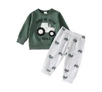 Conjunto de ropa para bebé de 2 piezas, chándal con diseño de tractor y coche para bebé niño, sudadera de manga larga y pantalones, conjunto de ropa para niño pequeño, jersey y pantalones, conjunto de