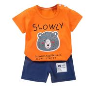 Conjunto de Ropa para Bebé y Niño, Pack 6 Piezas 3 Juegos, Camiseta y Pantalones Cortos de Algodón Puro, con Broche de Hombro para bebé y sin Broche para niño, Tallas 50-130, 3 Meses a 7 Años