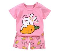 Conjunto de Ropa para Bebé y Niño, Pack 6 Piezas 3 Juegos, Camiseta y Pantalones Cortos de Algodón Puro, con Broche de Hombro para bebé y sin Broche para niño, Tallas 50-130, 3 Meses a 7 Años